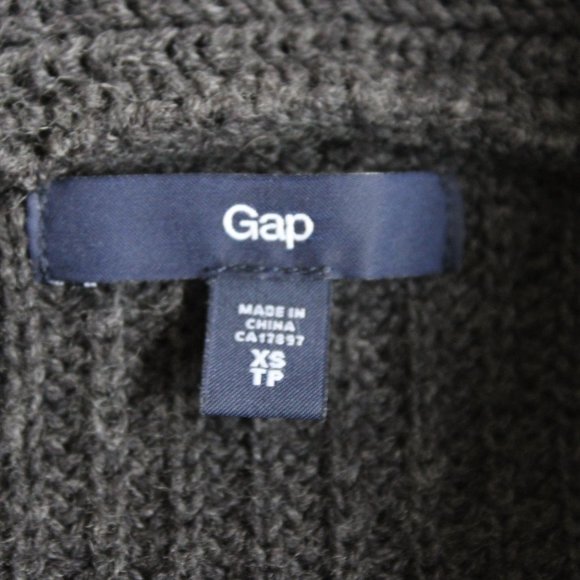 GAP Grey Knit Button Up Cardigan With Foldover Collar - Picture 5 of 6